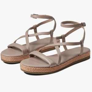 Marc Fisher Natelea Taupe Brown Strappy Flat Sandals Size 7.5